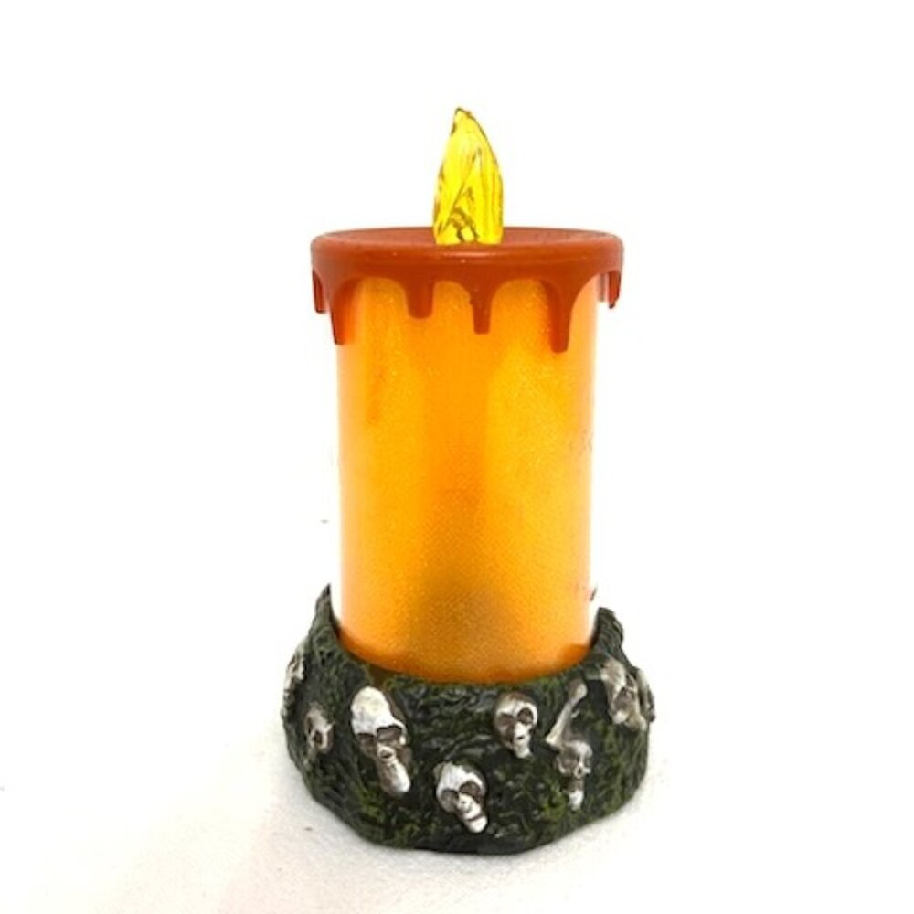 Halloween Light Up Candle Skulls Sparkle Battery Operated